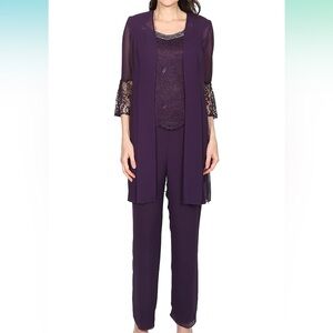 Le Bos Women's Long Duster 3 Piece Pant Set
